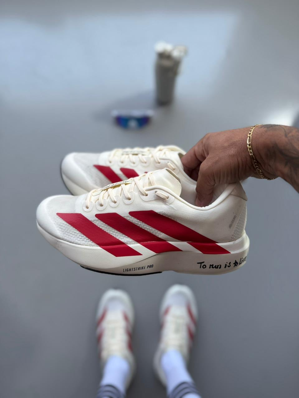 Adidas Adizero Evo - Bege/vermelho