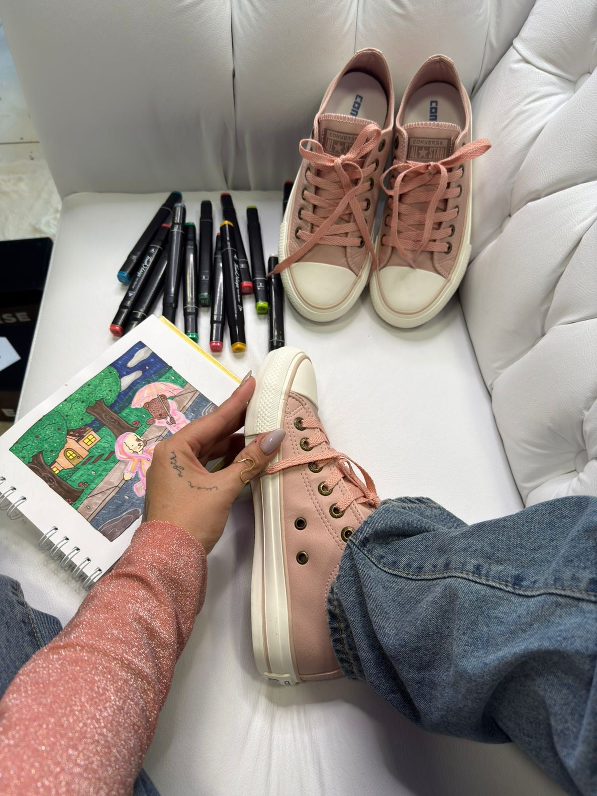 All star couro rosa