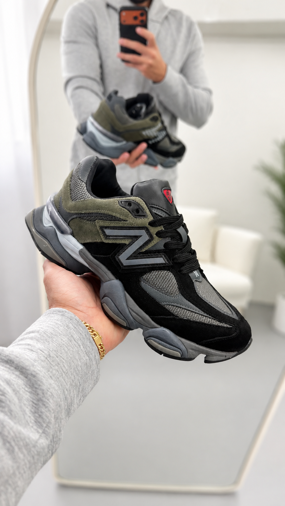 New Balance 9060 - Cinza/Musgo