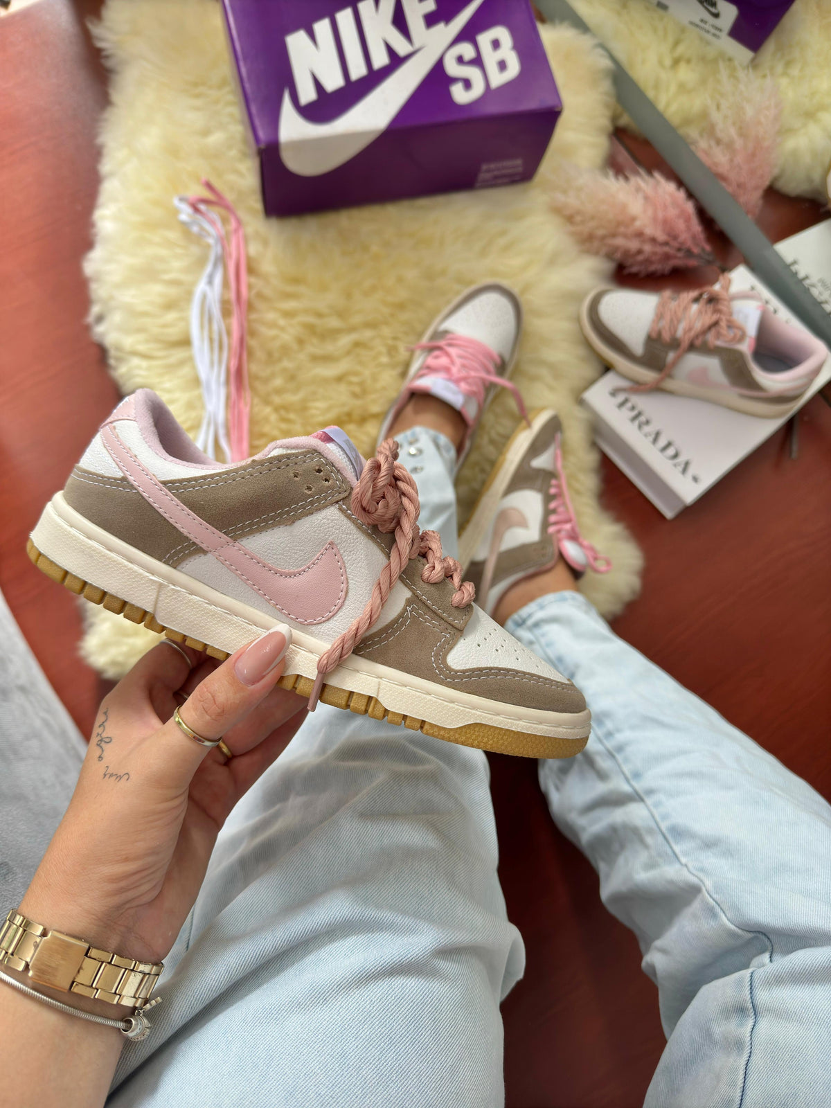 Nike Dunk Low - Marron/rosa